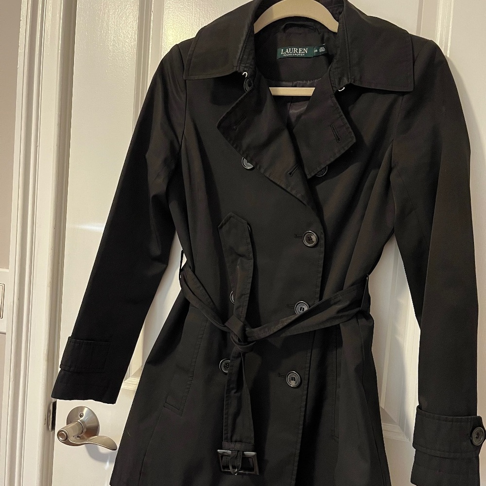Ralph Lauren Black Double-Breasted Trench Coat